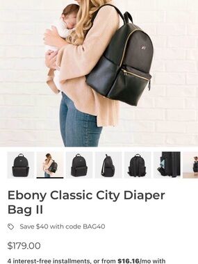 Classic Ebony City Diaper Backpack - Black